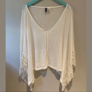 White Fringe Poncho/Cardigan